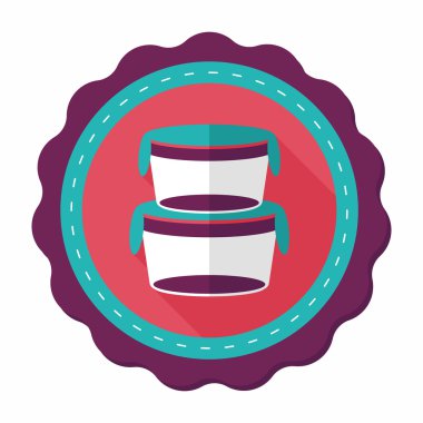 kapsayıcı düz simgesi uzun gölge, eps1 ile koruma mutfak eşyaları