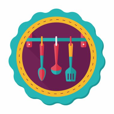 Uzun Gölge, eps10 ile mutfak eşyaları spatula düz simgesi