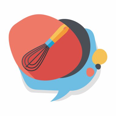 Uzun Gölge, eps10 ile mutfak eşyaları çırpıcı düz simgesi