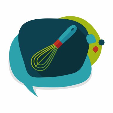 Uzun Gölge, eps10 ile mutfak eşyaları çırpıcı düz simgesi