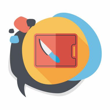 uzun gölge ile yönetim kurulu ve bıçak düz simgesi doğrama mutfak eşyaları,