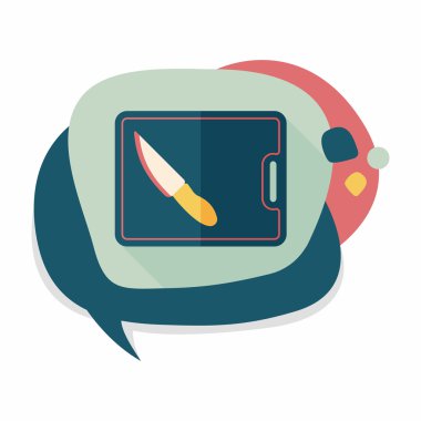 uzun gölge ile yönetim kurulu ve bıçak düz simgesi doğrama mutfak eşyaları,