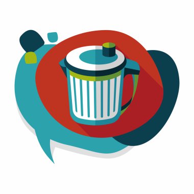 Uzun Gölge, eps10 ile mutfak eşyaları çöp düz simgesi