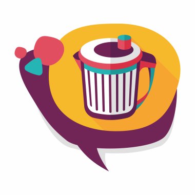 Uzun Gölge, eps10 ile mutfak eşyaları çöp düz simgesi