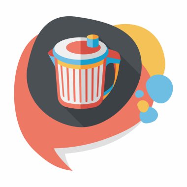 Uzun Gölge, eps10 ile mutfak eşyaları çöp düz simgesi