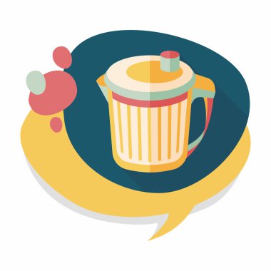 Uzun Gölge, eps10 ile mutfak eşyaları çöp düz simgesi