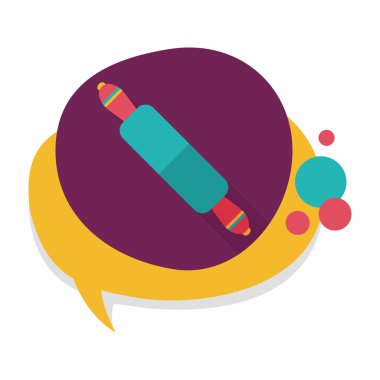 Uzun Gölge, eps10 ile mutfak eşyaları oklava düz simgesi