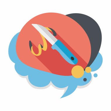 Uzun Gölge, eps10 ile mutfak eşyaları meyve bıçağı düz simgesi