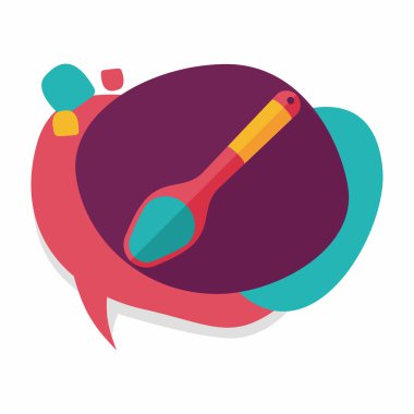 Uzun Gölge, eps10 ile mutfak eşyaları kaşık düz simgesi