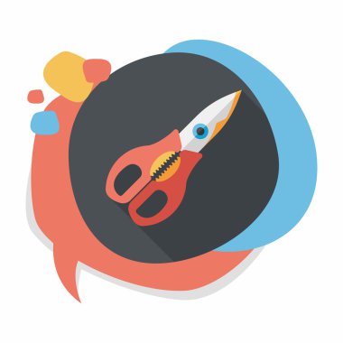 Uzun Gölge, eps10 ile mutfak eşyaları makas düz simgesi