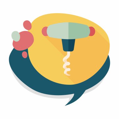 Uzun Gölge, eps10 mutfak eşyaları tirbuşon düz simgesiyle