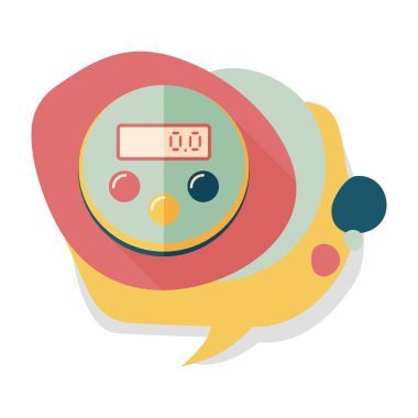 Uzun Gölge, eps10 ile mutfak eşyaları Zamanlayıcı düz simgesi