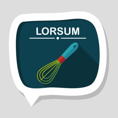 Uzun Gölge, eps10 ile mutfak eşyaları çırpıcı düz simgesi