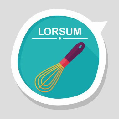 Uzun Gölge, eps10 ile mutfak eşyaları çırpıcı düz simgesi