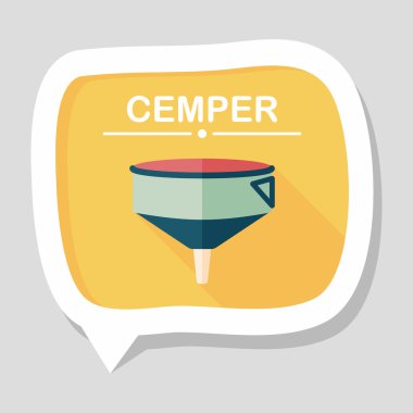 Uzun Gölge, eps10 ile mutfak eşyaları huni düz simgesi