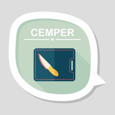 uzun gölge ile yönetim kurulu ve bıçak düz simgesi doğrama mutfak eşyaları,