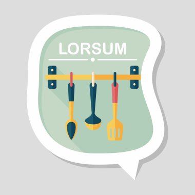 Uzun Gölge, eps10 ile mutfak eşyaları spatula düz simgesi