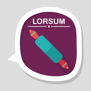 Uzun Gölge, eps10 ile mutfak eşyaları oklava düz simgesi