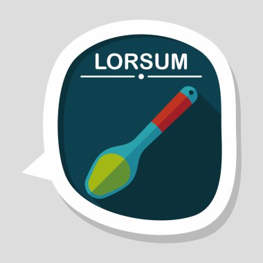 Uzun Gölge, eps10 ile mutfak eşyaları kaşık düz simgesi