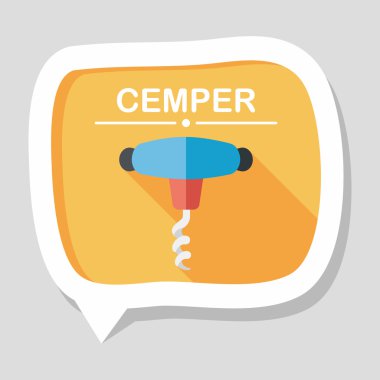 Uzun Gölge, eps10 mutfak eşyaları tirbuşon düz simgesiyle