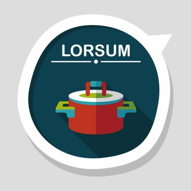 Uzun Gölge, eps10 ile mutfak eşyaları pot düz simgesi