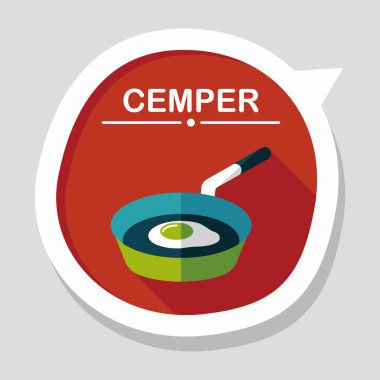 Uzun Gölge, eps ile mutfak eşyaları kızartma tavası ve kürek düz simgesi