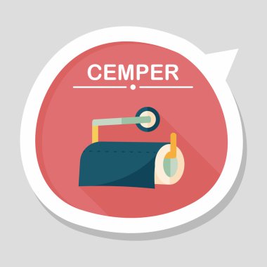 Uzun Gölge, eps10 ile mutfak eşyaları kağıt düz simgesi