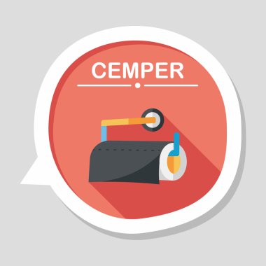 Uzun Gölge, eps10 ile mutfak eşyaları kağıt düz simgesi