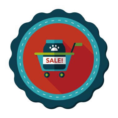 Evde beslenen hayvan Satılık düz simgesi uzun gölge, eps10 ile alışveriş