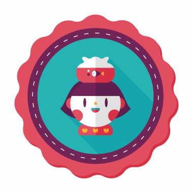 Evde beslenen hayvan balık ve kız arkadaşlık düz simgesi ile uzun gölge, eps10