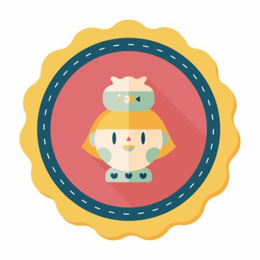 Evde beslenen hayvan balık ve kız arkadaşlık düz simgesi ile uzun gölge, eps10