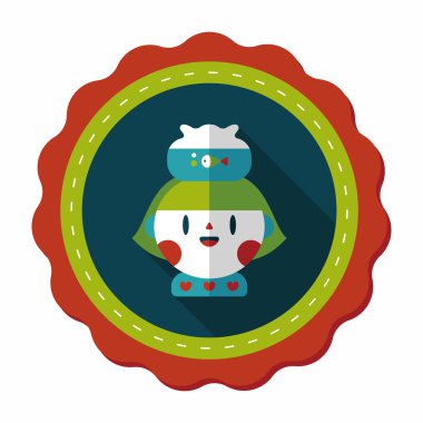 Evde beslenen hayvan balık ve kız arkadaşlık düz simgesi ile uzun gölge, eps10