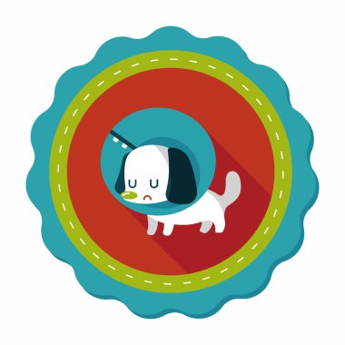 Evde beslenen hayvan Elizabethan yaka uzun gölge, eps10 düz simgesiyle