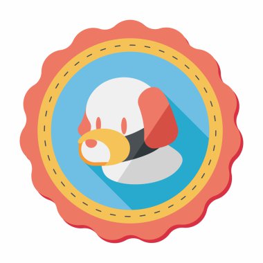 Evde beslenen hayvan köpek ağız kapak düz simgesiyle uzun gölge, eps10