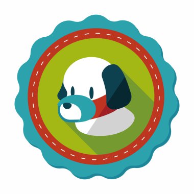 Evde beslenen hayvan köpek ağız kapak düz simgesiyle uzun gölge, eps10