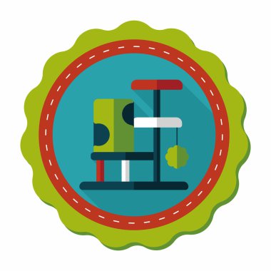 Evde beslenen hayvan kedi ağaç uzun gölge, eps10 düz simgesiyle