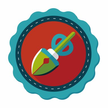 Evde beslenen hayvan köpek poo ekipman düz simgesi uzun gölge, eps10 ile al