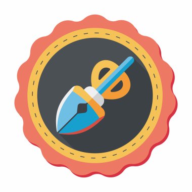 Evde beslenen hayvan köpek poo ekipman düz simgesi uzun gölge, eps10 ile al