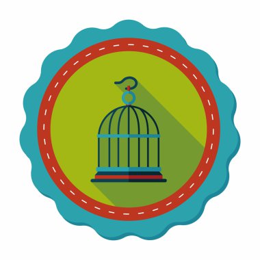 Evde beslenen hayvan kuş kafesi düz simgesi ile uzun gölge, eps10