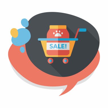 Evde beslenen hayvan Satılık düz simgesi uzun gölge, eps10 ile alışveriş