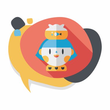 Evde beslenen hayvan balık ve kız arkadaşlık düz simgesi ile uzun gölge, eps10