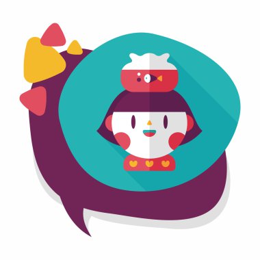 Evde beslenen hayvan balık ve kız arkadaşlık düz simgesi ile uzun gölge, eps10