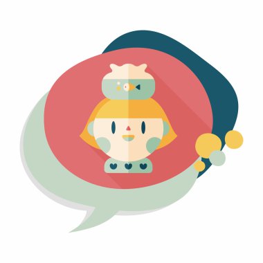 Evde beslenen hayvan balık ve kız arkadaşlık düz simgesi ile uzun gölge, eps10