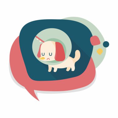 Evde beslenen hayvan Elizabethan yaka uzun gölge, eps10 düz simgesiyle