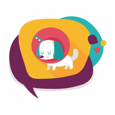 Evde beslenen hayvan Elizabethan yaka uzun gölge, eps10 düz simgesiyle