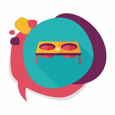 Evde beslenen hayvan köpek gıda kase düz simgesiyle uzun gölge, eps10