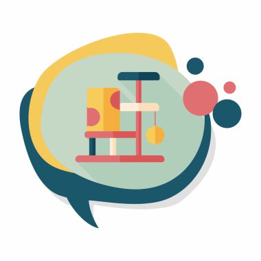 Evde beslenen hayvan kedi ağaç uzun gölge, eps10 düz simgesiyle