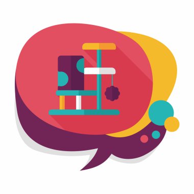 Evde beslenen hayvan kedi ağaç uzun gölge, eps10 düz simgesiyle