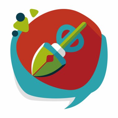 Evde beslenen hayvan köpek poo ekipman düz simgesi uzun gölge, eps10 ile al