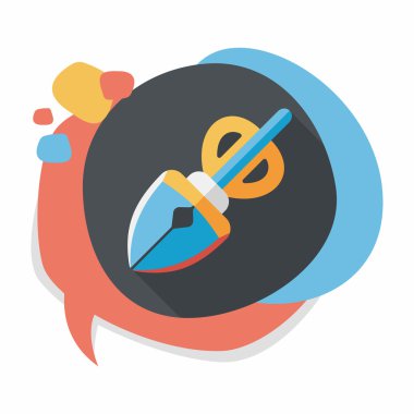 Evde beslenen hayvan köpek poo ekipman düz simgesi uzun gölge, eps10 ile al